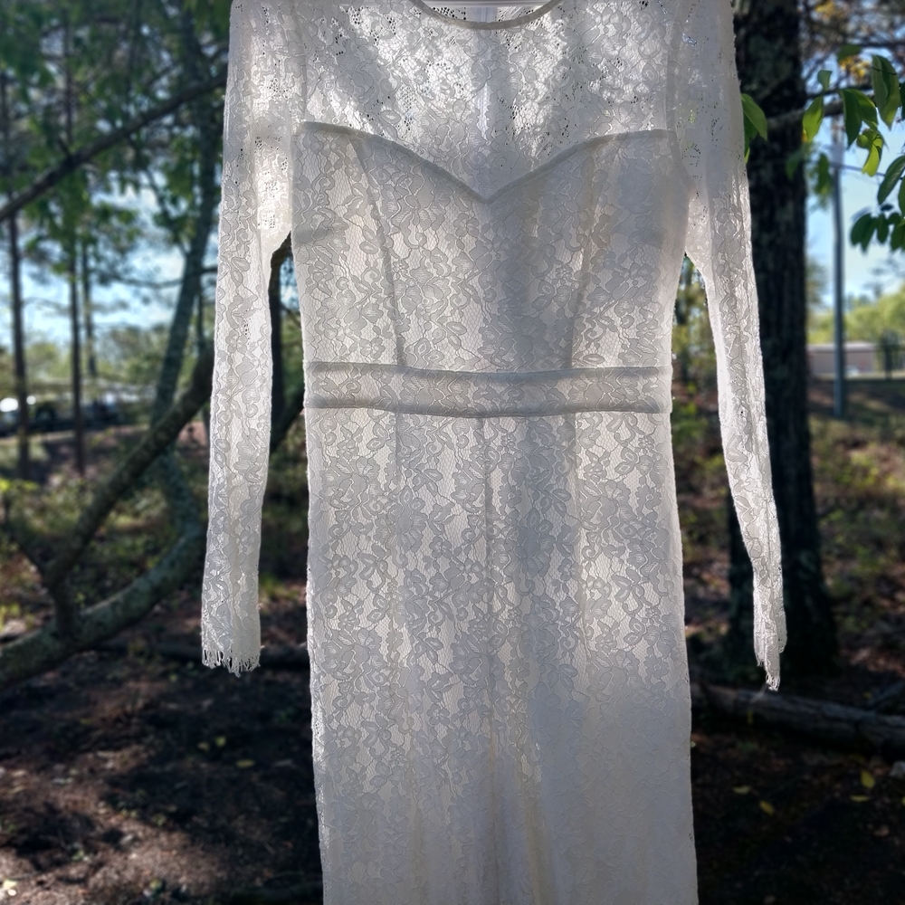 Lulu Lace Pantsuit Elegant White Long Sleeve